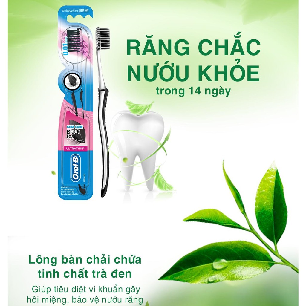 Bàn chải OralB tinh chất Trà Xanh/ Trà Đen vỉ 5 cây