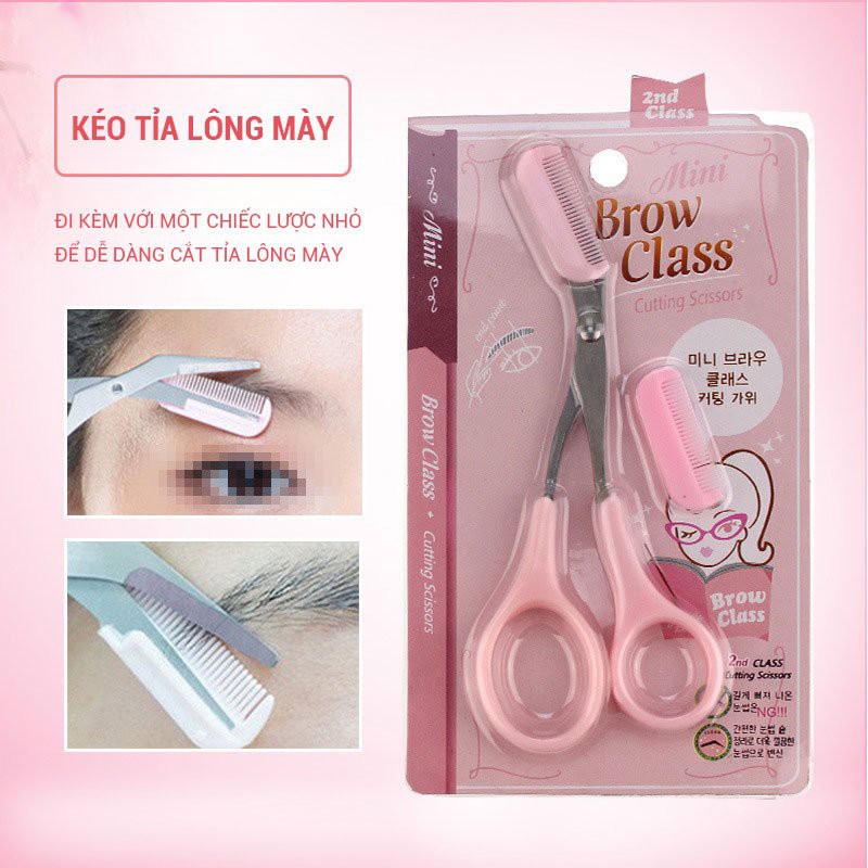 [HÀNG CÓ SẴN] Kéo cắt tỉa lông mày mini Model Brow class lược kéo cắt tỉa lông mày lông mi