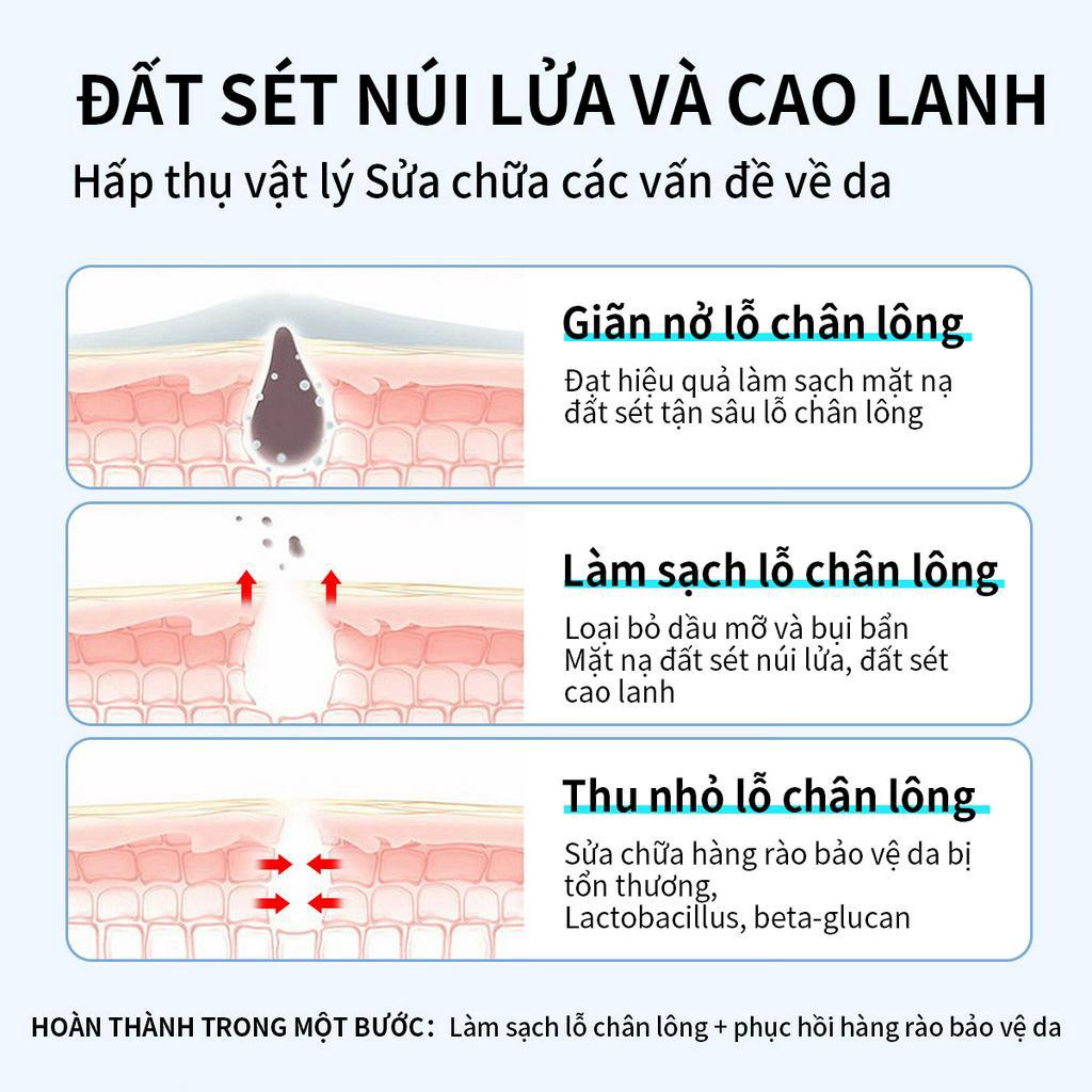 PAPA FEEL Mặt nạ đất sét núi lửa Alaska loại bỏ mụn trứng cá và mụn đầu đen làm sạch sâu thu nhỏ lỗ chân lông 55g