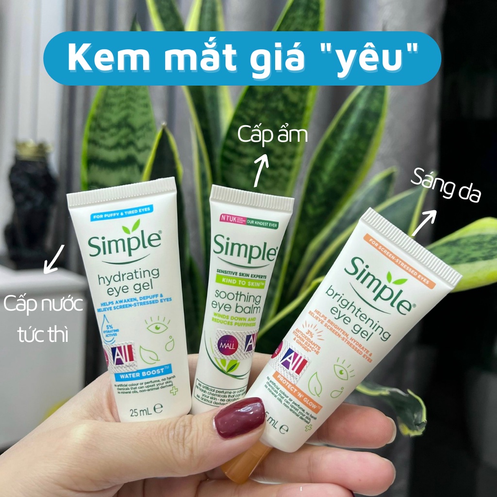 [TOP 1 SHOPEE] Kem mắt cấp ẩm Simple Kind To Skin Soothing Eye Balm 15ml (Bill Anh)