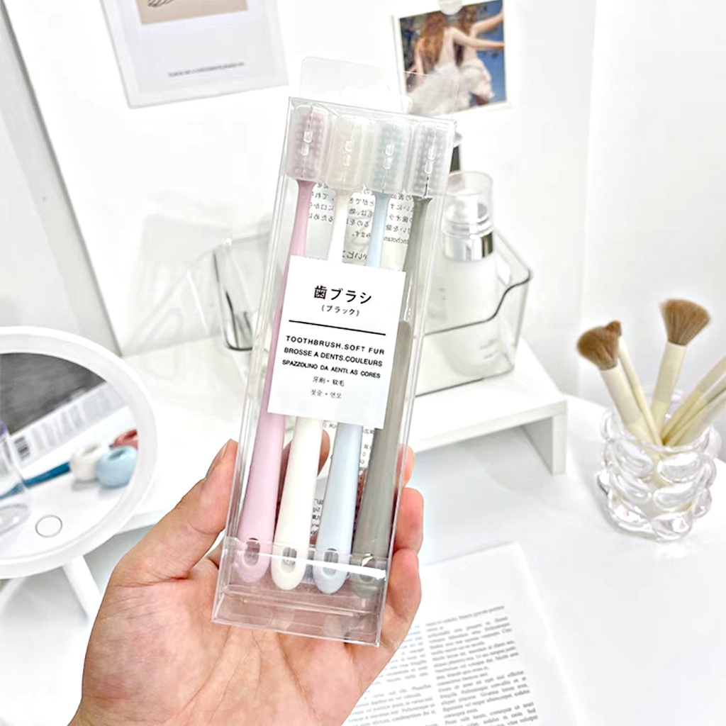 Set 4 Cây Bàn Chải Đánh Răng Lông Mềm Muji Nhật Bản