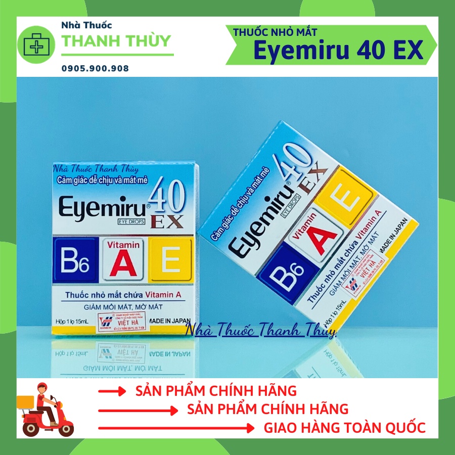 Nước Nhỏ Mắt Eyemiru 40EX Bổ Sung Vitamin A, E, B6 Cho Mắt, Giảm Mỏi Mắt, Mờ Mắt Chai 15ml