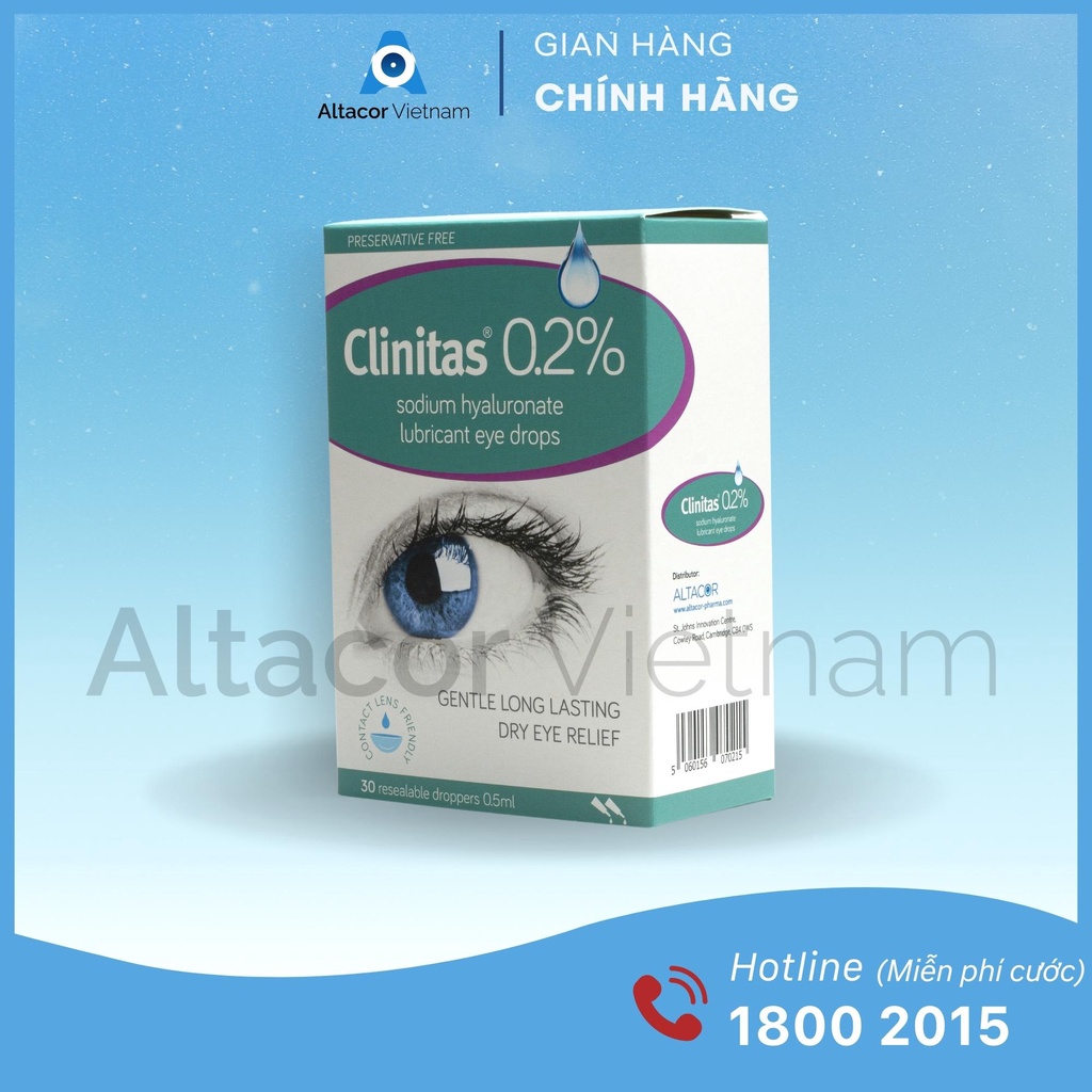 [Chính hãng]- Dung dịch nhỏ Mắt Clinitas® 0.2% – Ý (Hộp 30 Tép)