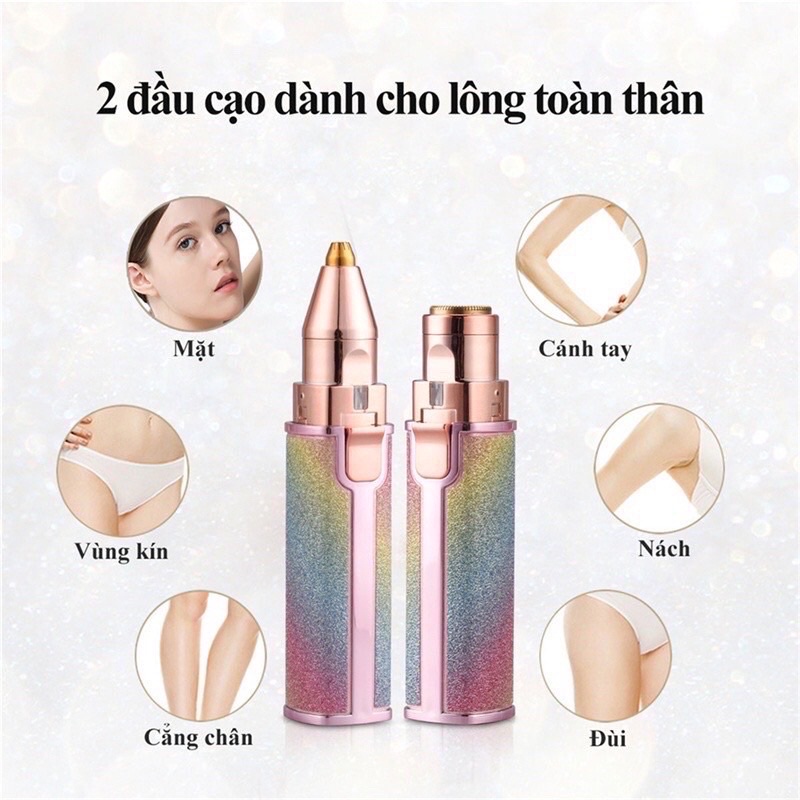 Bút tỉa lông mày đa năng 2 in 1 ,thiết kế hình son môi tiện lợi tích hợp pin sạc