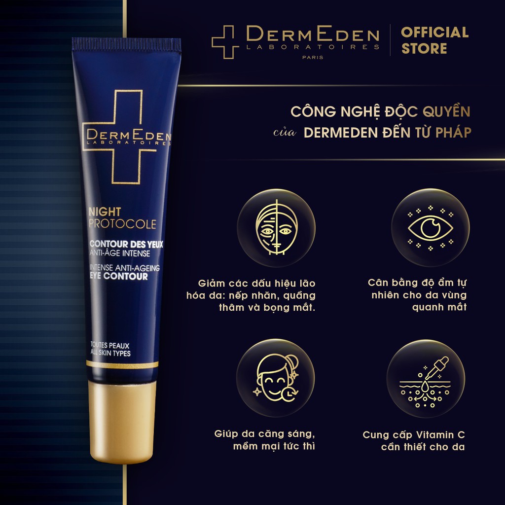 Kem mắt làm mờ quầng thâm nếp nhăn bọng mắt tàn nhang DERMEDEN Eye Contour Retinol 1% + Niacinamide 5%