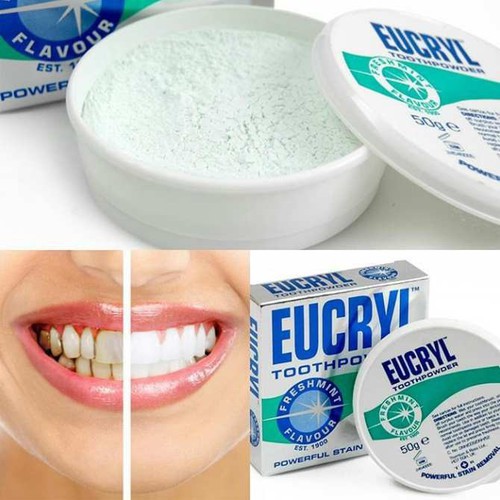 Combo Bột Tẩy Trắng Răng + Kem Đánh Răng Làm Trắng Răng Hương Bạc Hà EUCRYL Tooth Paste Freshmint