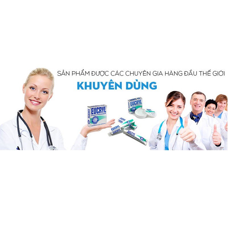 Combo Bột Tẩy Trắng Răng + Kem Đánh Răng Làm Trắng Răng Hương Bạc Hà EUCRYL Tooth Paste Freshmint