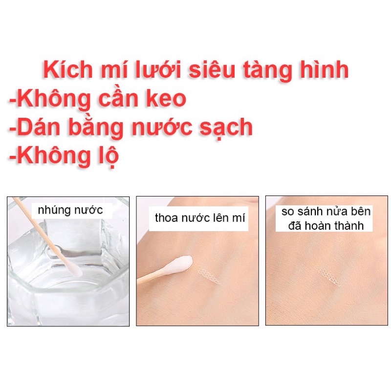 Kích mí, dán mí lưới ren sẵn keo (cuộn 360 miếng), không lộ, siêu tàng hình (tặng kèm que và nhíp)