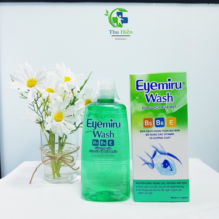 Dung dịch rửa mắt eyemiru wash 500ml, nước rửa mắt nhật bản