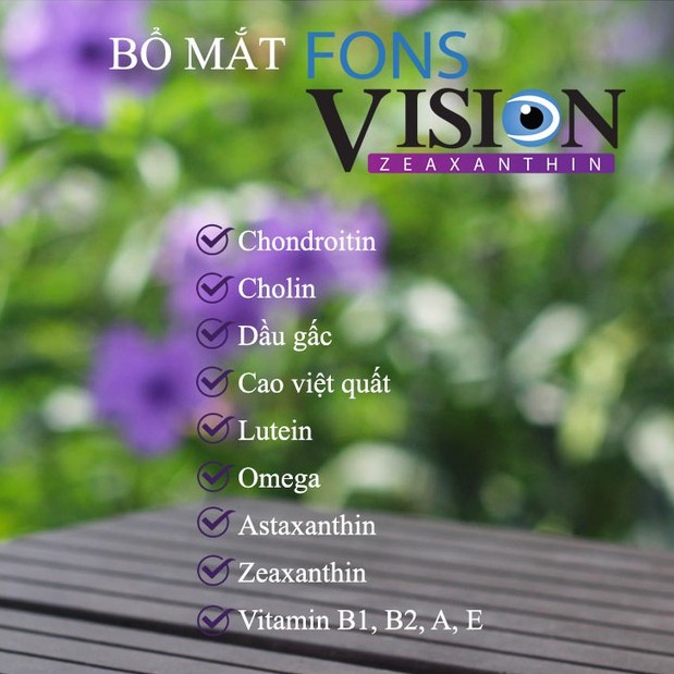 Viên uống bổ mắt Fons Vision – hộp 30 viên giảm mờ mắt, khô mắt, nhức mỏi mắt cho mắt sáng, cải thiện thị lực