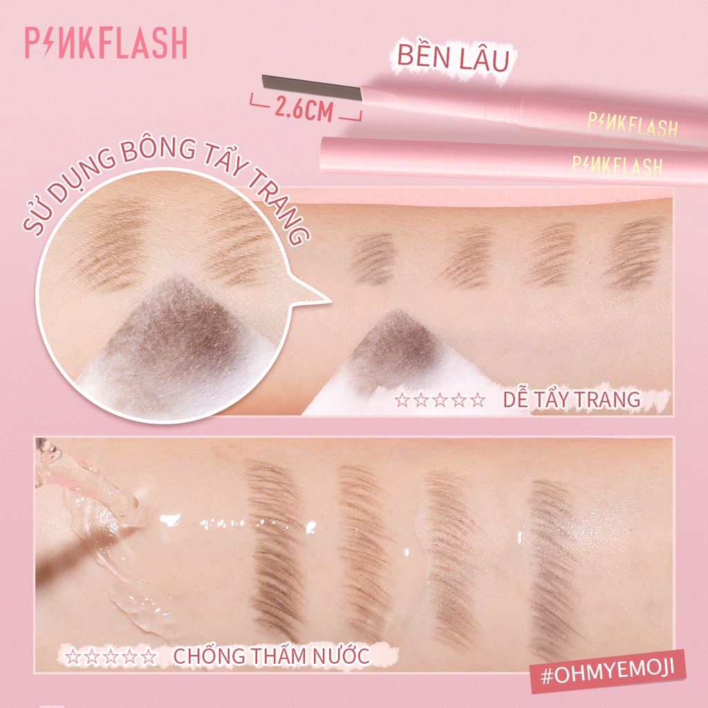 PINKFLASHBút Kẻ Lông Mày Dễ Tán Chống Nước Giữ Màu Lên Đến 8 Tiếng Tích Hợp Đầu Cọ Chải Tiện Dụng30g