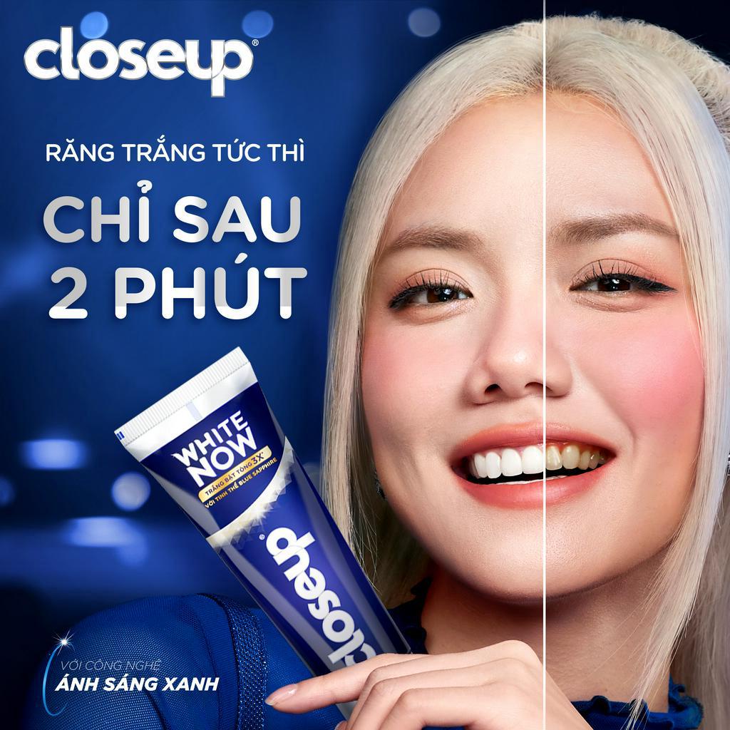 Kem đánh răng Closeup White Now – Trắng Bật Tông 3X từ Công nghệ Ánh Sáng Xanh 100g