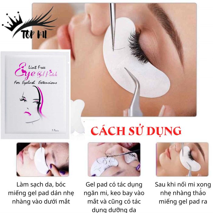 Miếng dán mi dưới colagen, Gel pad dán mi an toàn tiện lợi khi nối mi (lẻ 1 miếng) TopMi