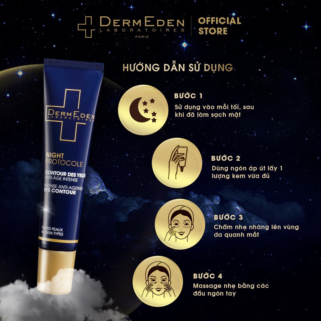 Kem mắt làm mờ quầng thâm nếp nhăn bọng mắt tàn nhang DERMEDEN Eye Contour Retinol 1% + Niacinamide 5%