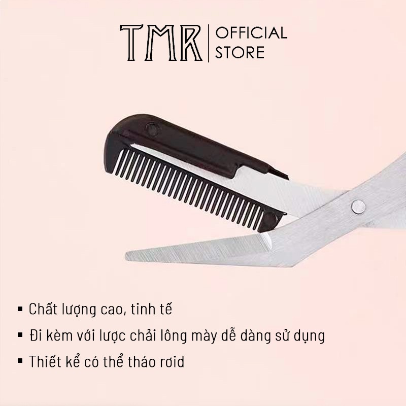 Kéo tỉa lông mày TMR chất liệu thép không gỉ, đầu có lược mini