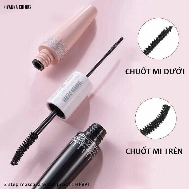 MASCARA CHUỐT MI KHÔNG THẤM NƯỚC, DÀY VÀ TƠI MI 2 ĐẦU SIVANNA COLORS 6X – (hàng nội địa Thái)