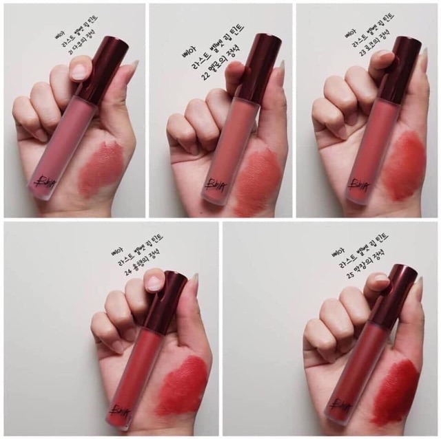 Son kem Bbia Last Velvet Lip Tint Full màu 21 22 23 24 25 36 38 39