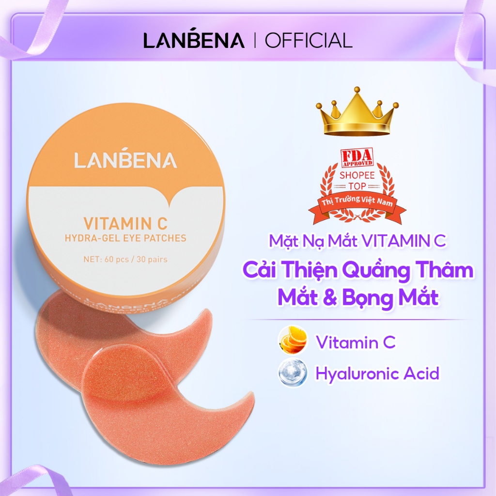 Set 60 Mặt Nạ Mắt lanbena Vitamin C Xóa Mờ Quầng Thâm Làm Săn Chắc Và Sáng Da