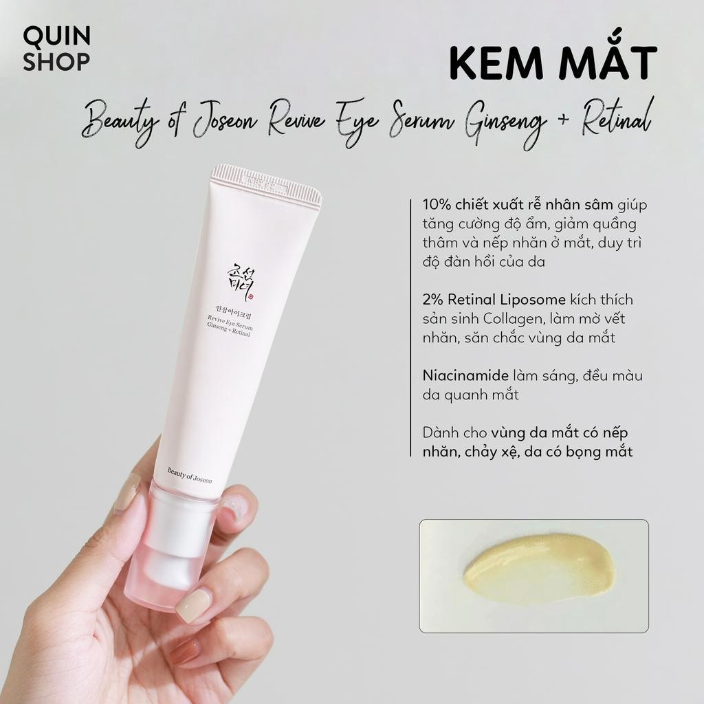 Kem chống lão hóa mắt thuần chay Beauty Of Joseon Revive Eye Serum Ginseng + Retinal 30ml cho vùng mắt