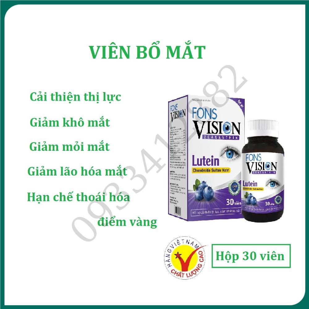 Viên uống bổ mắt Fons Vision – hộp 30 viên giảm mờ mắt, khô mắt, nhức mỏi mắt cho mắt sáng, cải thiện thị lực