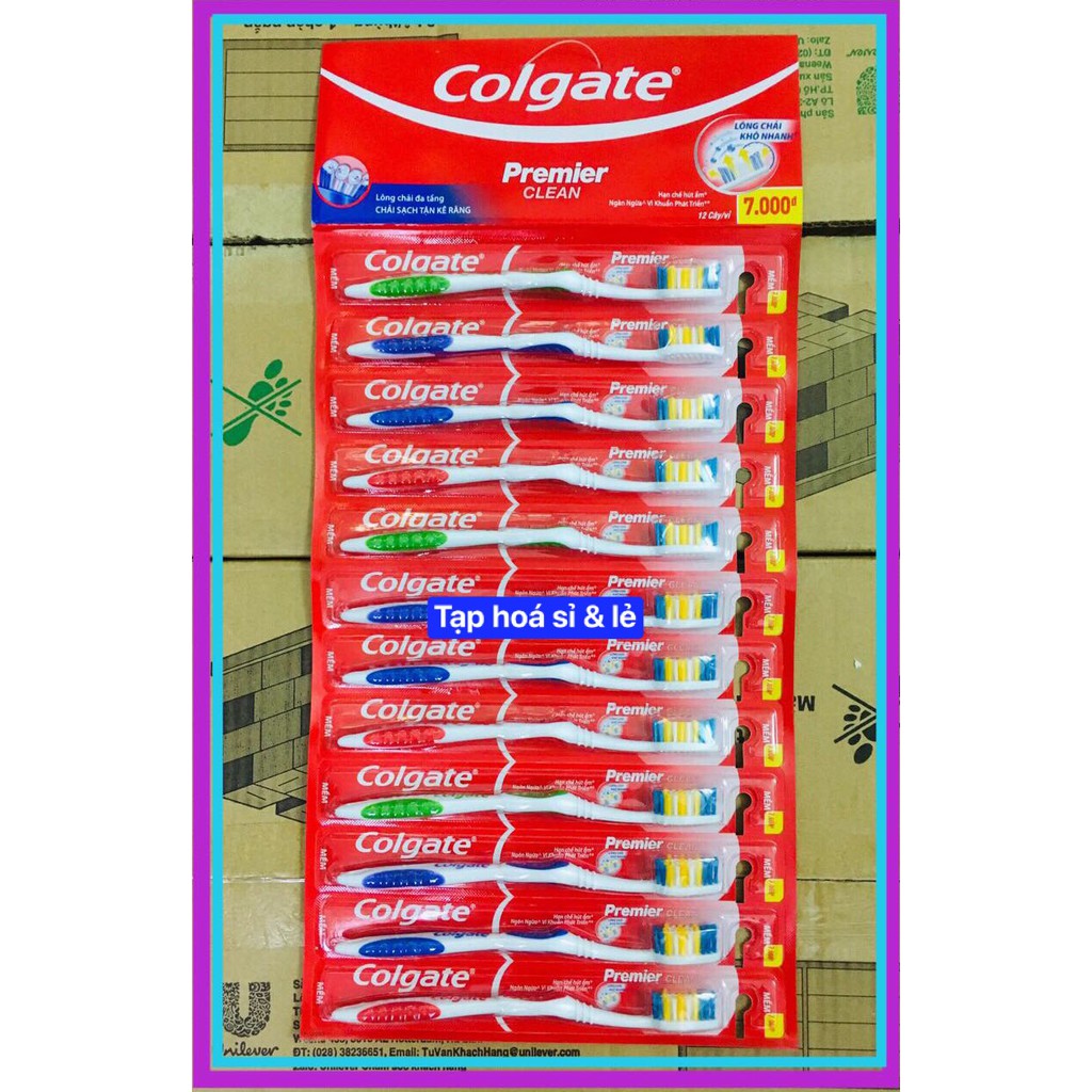 Combo 12 cây bàn chải đánh răng Colgate Premier Clean giá bao bì 8k