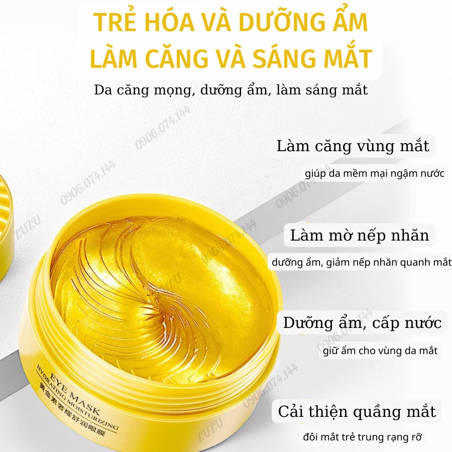 [60 MIẾNG] Hộp Mặt nạ mắt, mặt nạ BIOAQUA dưỡng ẩm làm sáng giảm quầng thâm và nếp nhăn Zu Cosmetics