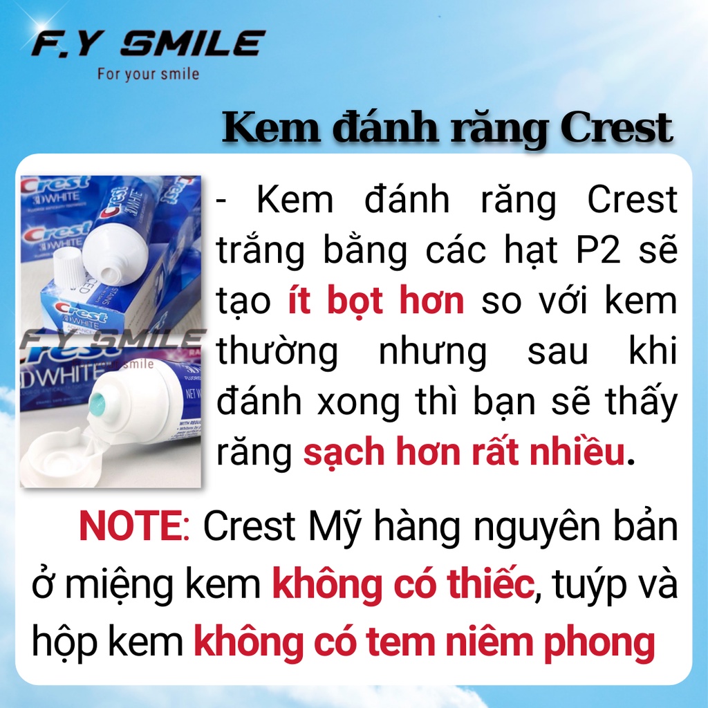 Kem đánh răng Crest 3D White Advanced Whitening 147g – Làm trắng răng, đánh bay mảng bám và bảo vệ răng