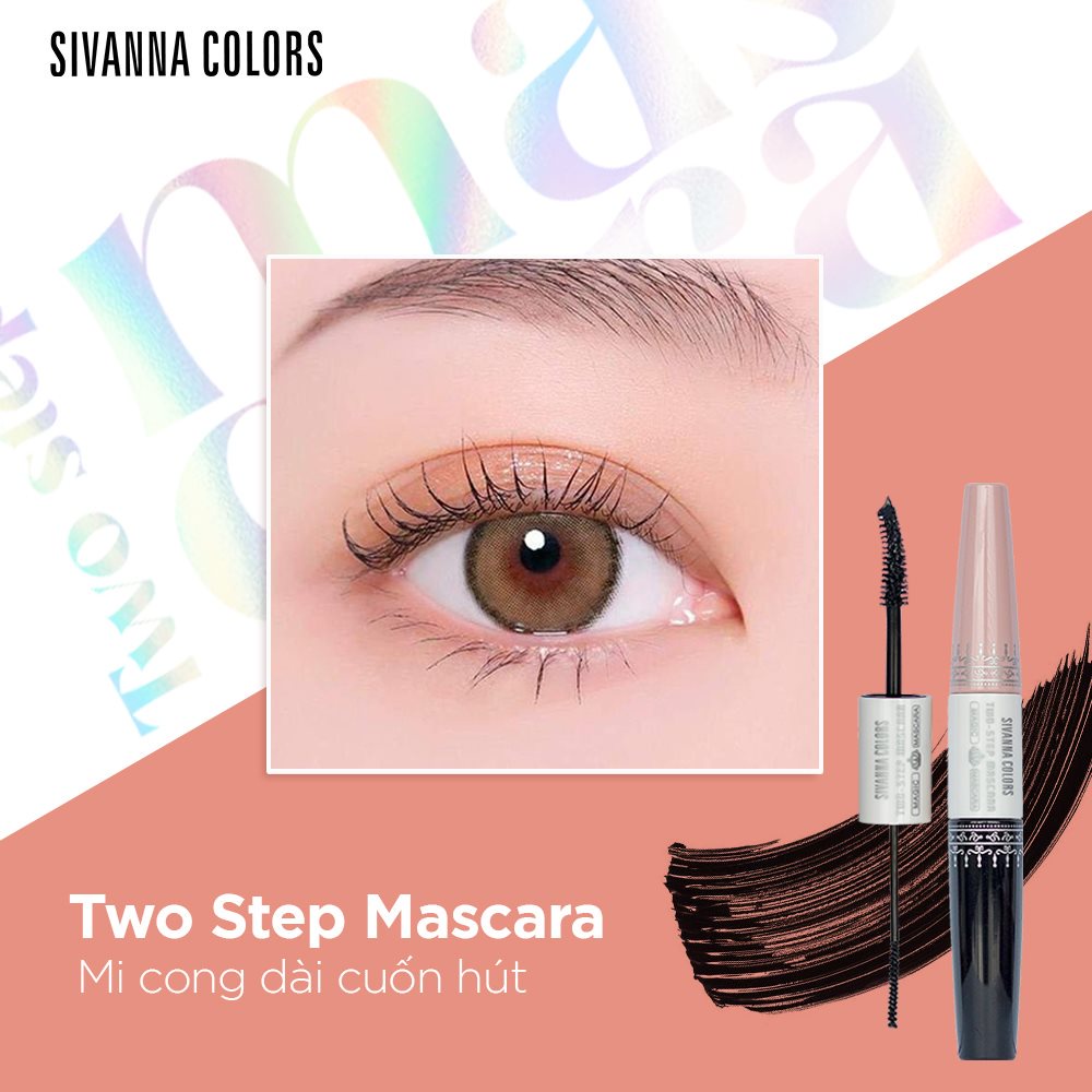 MASCARA CHUỐT MI KHÔNG THẤM NƯỚC, DÀY VÀ TƠI MI 2 ĐẦU SIVANNA COLORS 6X – (hàng nội địa Thái)