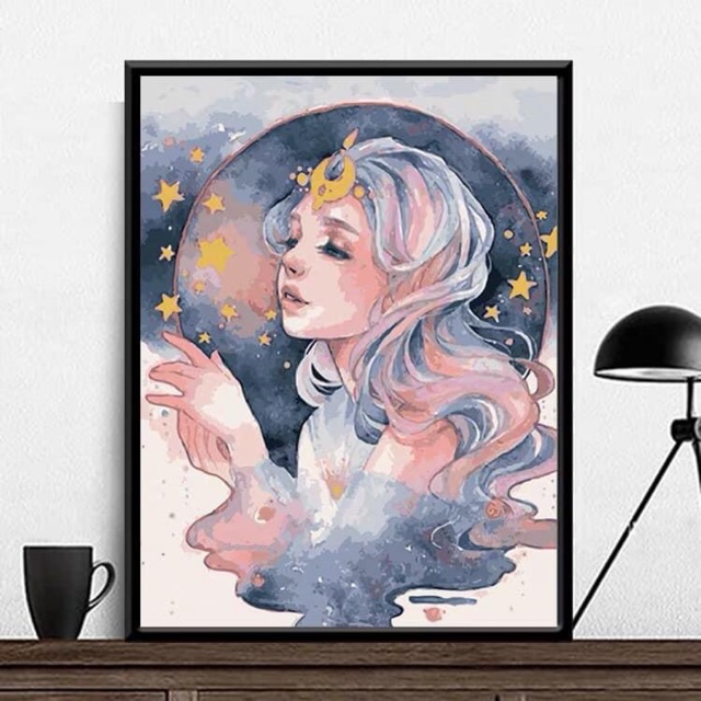 Tranh Số Hoá Nàng Thơ, Anime - Tranh Số Hoá Tự Tô Màu Theo Số Trên Vải Căng  Khung Sẵn (1,6X40X50) | Shopee Việt Nam