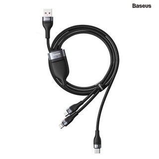 Cáp sạc nhanh 3 đầu Baseus Flash Charging cổng TypeC/ LaiNing / Micro, 5A/66W, dài 1.2M