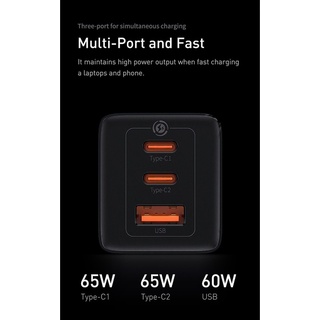 Bộ cốc sạc 3 cổng và cáp TypeC to TypeC Baseus GaN3 Pro 65W hỗ trợ PD3.0/ PPS/ QC4.0/ SCP/ FCP