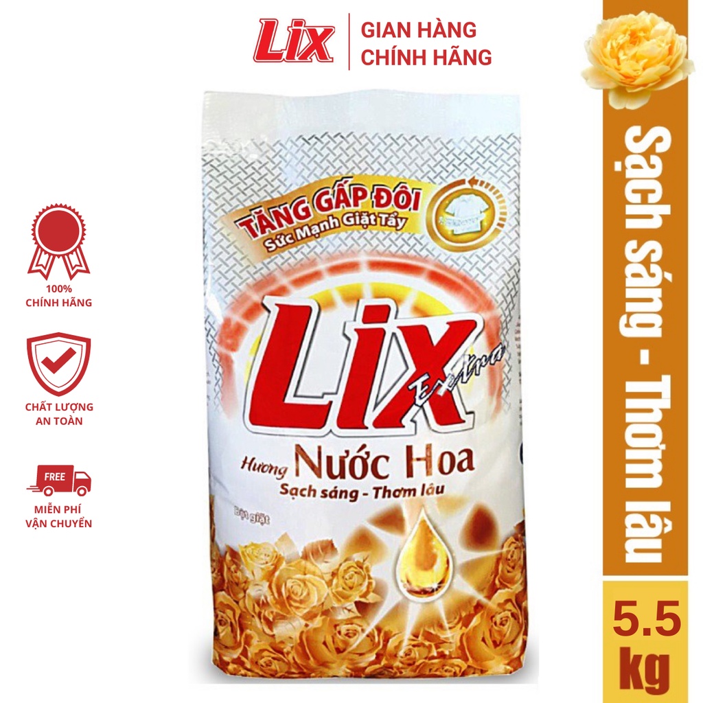 Ảnh Bột giặt Lix Extra hương nước hoa 5.5kg EH554 tăng gấp đôi sức mạnh giặt tẩy quần áo sạch thơm lâu cho giặt tay, máy 2