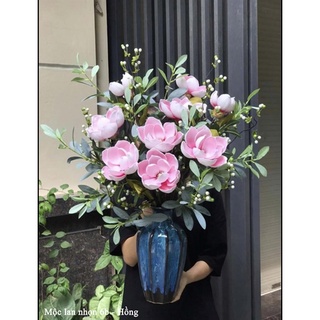 Hoa Giả Cành Hoa Mộc Lan 6 Bông Cánh Nhọn Cành Dài 120cm