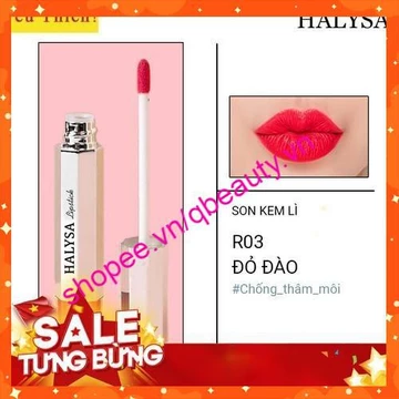 [Giảm sốc]Son Kem Lì Halysa – Son chống thâm môi cao cấp - Son Đỏ Đào halysa.cosmetic [son nhập khẩu nguyên liệu từ Mỹ]