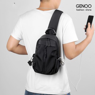 Túi Đeo Chéo Nam Nữ Basic Thể Thao Chống Nước GN004 Balo Một Quai Đeo Vai Bao Tử Vải Đen Mềm Mịn Cao Cấp GENBAG