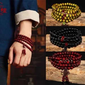 Vòng Tay Chuỗi Hạt Gỗ Đàn Hương Nhiều Lớp 6mm Phong Cách Phật Giáo Cổ Điển Tùy Chỉnh Kích Thước Cho Nam Và Nữ
