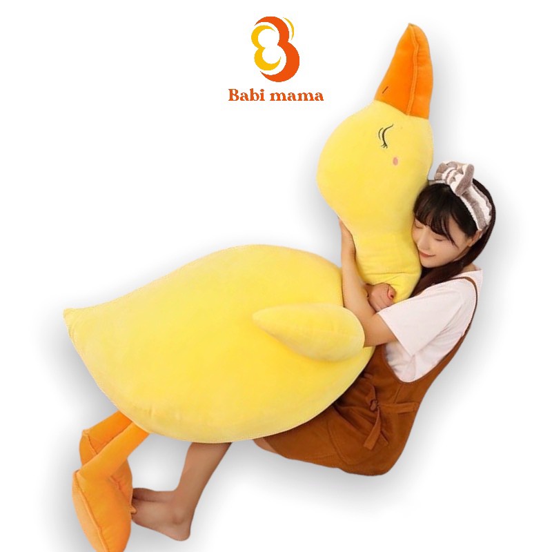 Gấu Bông Vịt Vàng Má Hồng Trầm Cảm Gối Ôm Hình Ngỗng Mệt Mỏi Babi Mama G40