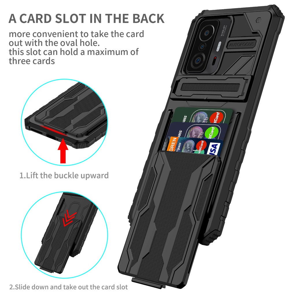 Ốp điện thoại chống sốc có ngăn đựng thẻ cho Xiaomi mi 11t 11t pro 11 lite poco x3 x3 nfc m3
