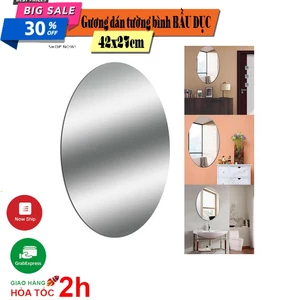 Gương dán tường bình BẦU DỤC gương nhà tắm phòng khách trang trí 42x27cm - Gương Dán Tường Acrylic 3d Hình Oval