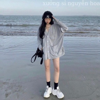 Áo Khoác Cardigan Xám Đen SBLS Nam Nữ Cúc Cài Dáng Rộng