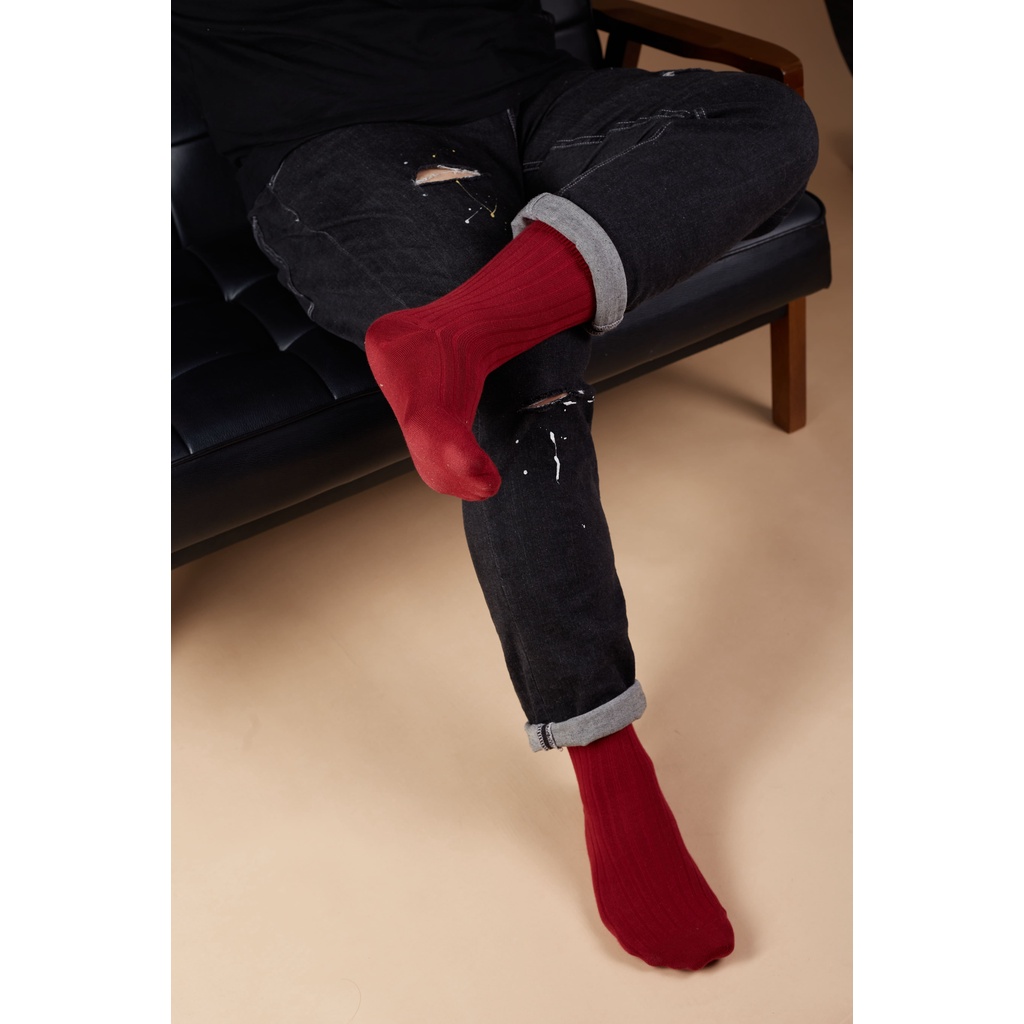 Tất nam cổ cao BRODY Đỏ Đô Cotton - Cao cấp Thời trang nam - MC00579