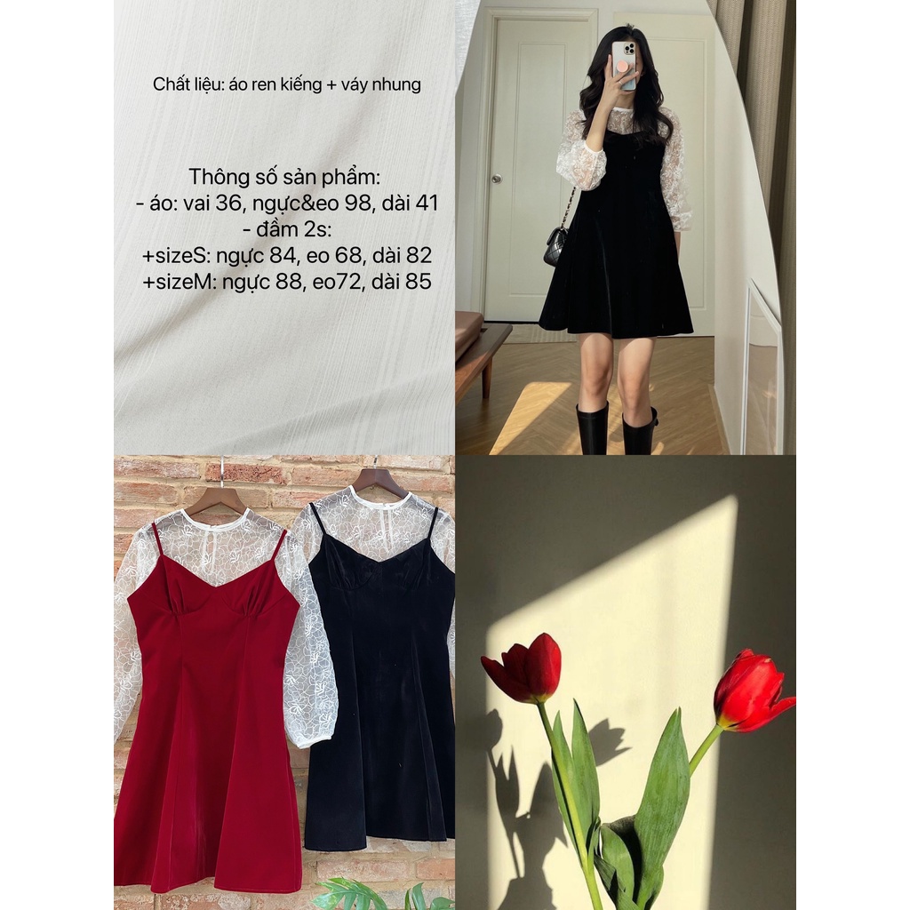 SET ĐẦM DÂY KÈM ÁO HOA HAI MÀU XINH XẮN - KILY DRESS