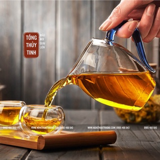 Tống thủy tinh miệng tròn quay màu dung tích 300ml, dùng pha các loại trà chịu nhiệt nóng-lạnh