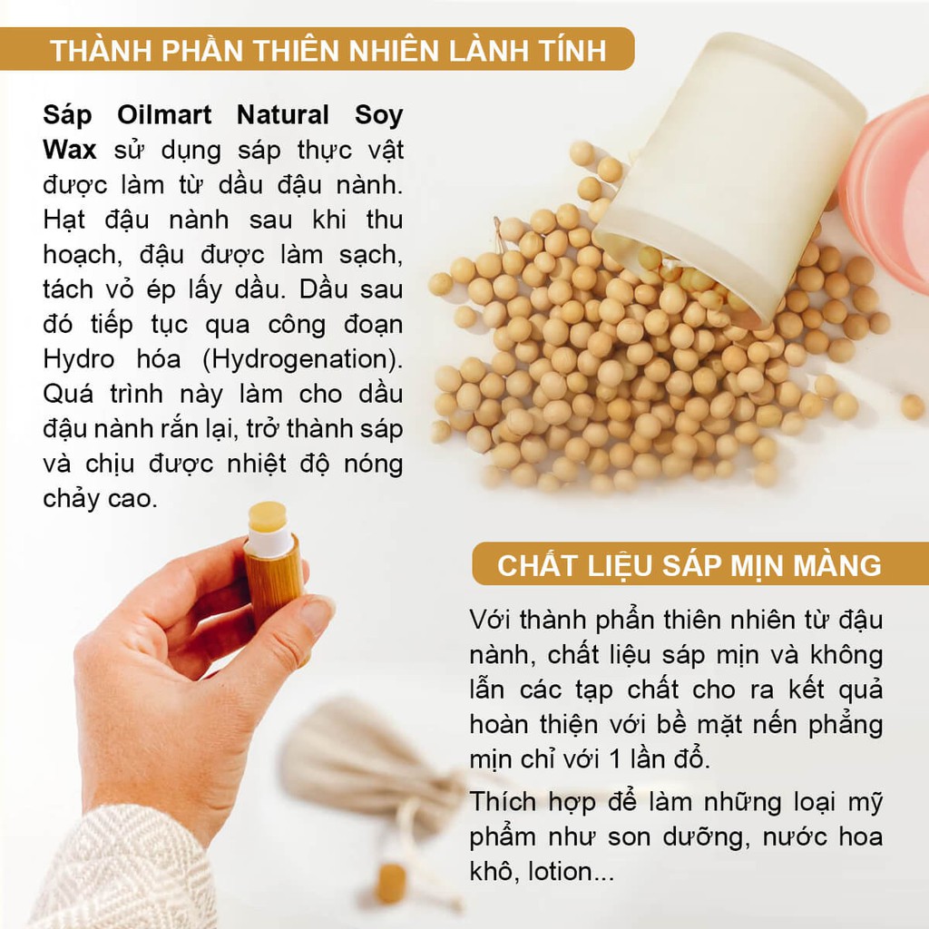 Ảnh Sáp Đậu Nành Làm Nến Thơm Oilmart Natural Soy Wax 2