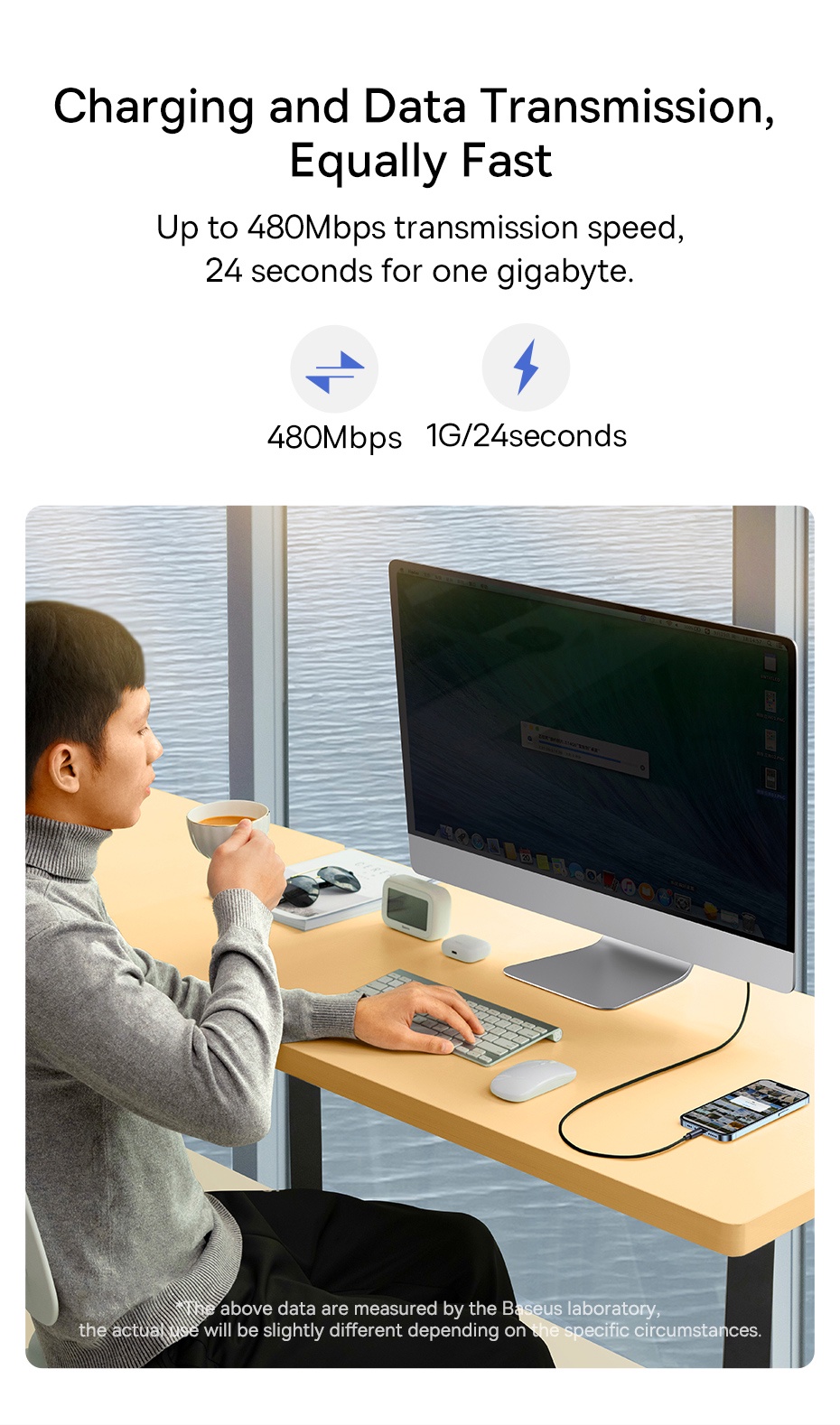 Mô tả Dây cáp sạc nhanh BASEUS PD 20W USB-C thích hợp cho Phone - 1