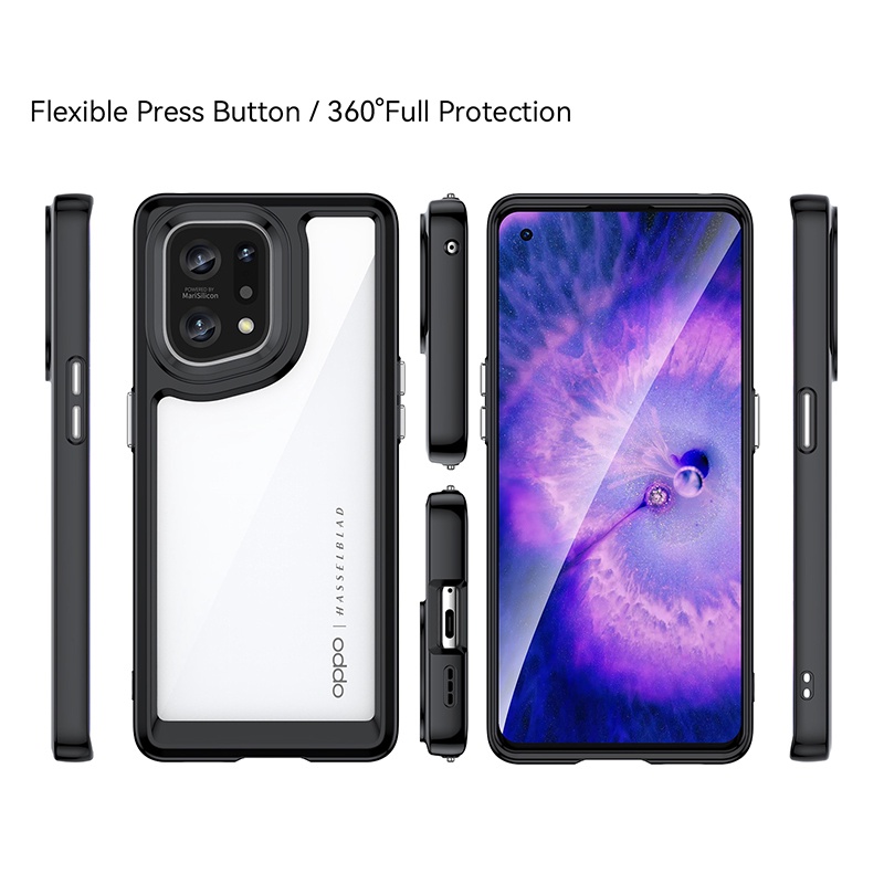 Ốp điện thoại bảo vệ chống sốc Acrylic trong suốt cho OPPO Find X5 Pro X5 Lite