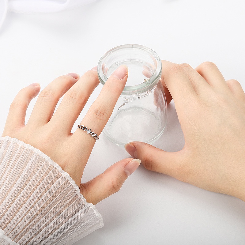 Cặp Nhẫn Hở Hình Đôi Cánh Beyond Đính Đá Zircon Đơn Giản Độc Đáo