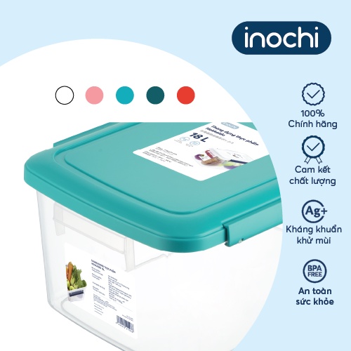 Thùng Đựng Thực Phẩm Inochi: Nhựa PP Nguyên Sinh, Kháng Khuẩn, Dung Tích 10L/18L/30L
