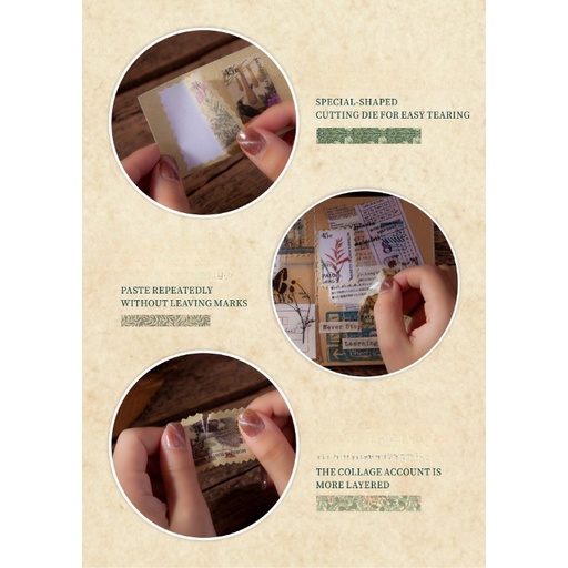 Sticker trang trí vintage cuốn 60 nhãn dán HD197-K70 DIY sổ tay Bullet Journal album vintage scrapbook.