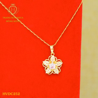 Dây Chuyền, Vòng Cổ Nữ Mặt Đính Đá, Titan Xi Mạ Vàng Non 24k Cao Cấp - Trang Sức Hava Hong Kong